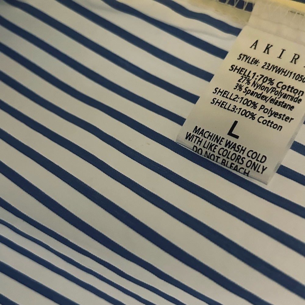 AKIRA Multi-Stripe Cropped Button-Up in Pink, Green, Blue - Picture 5 of 6